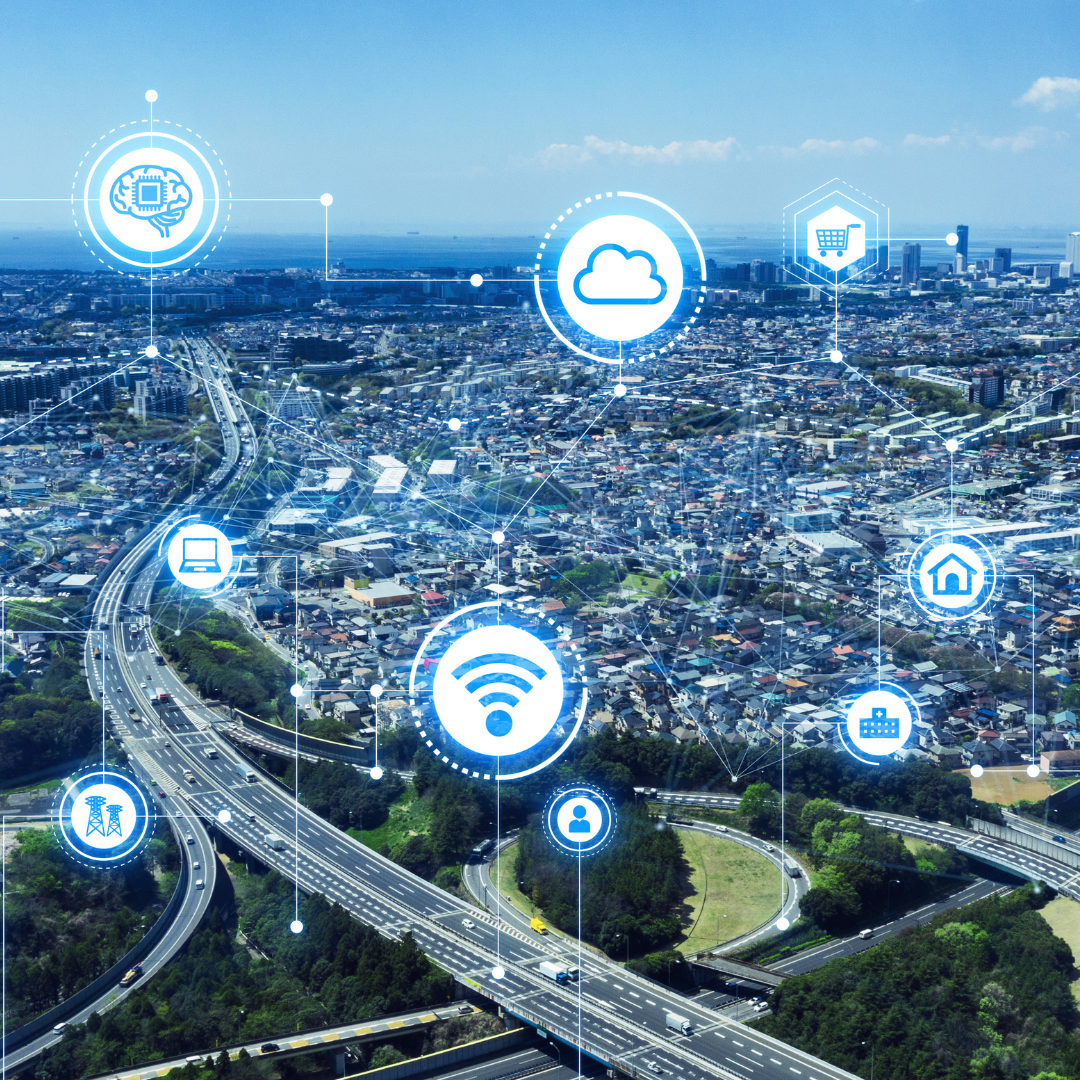 The cloud, WiFi and other images connected by the lines and dots Displays Network Services | Daisy Business Solutions